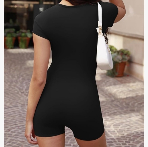 Black Women's Short Sleeve Bodysuit - Picture 10 of 12